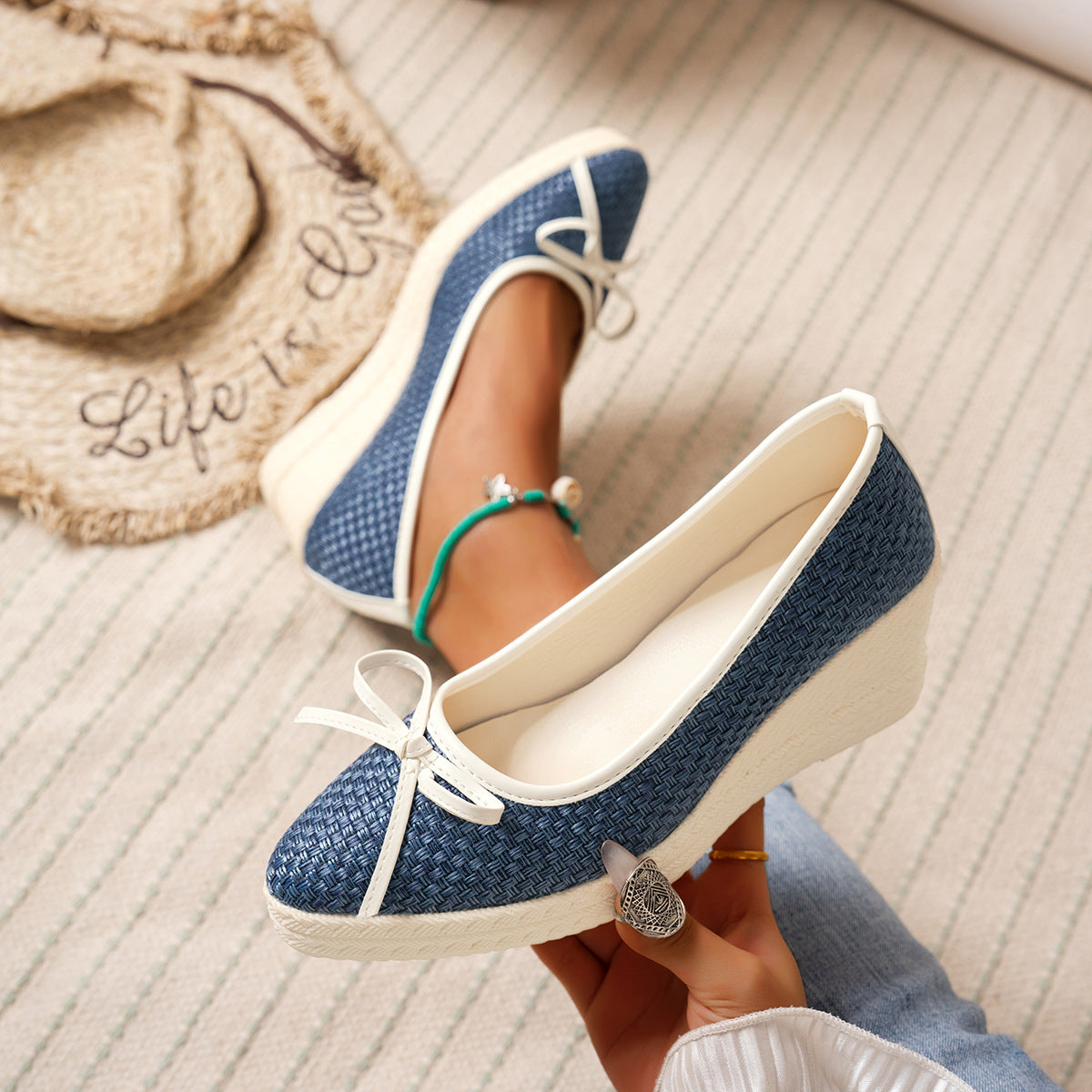 MALENA BOW WEDGE HEELS