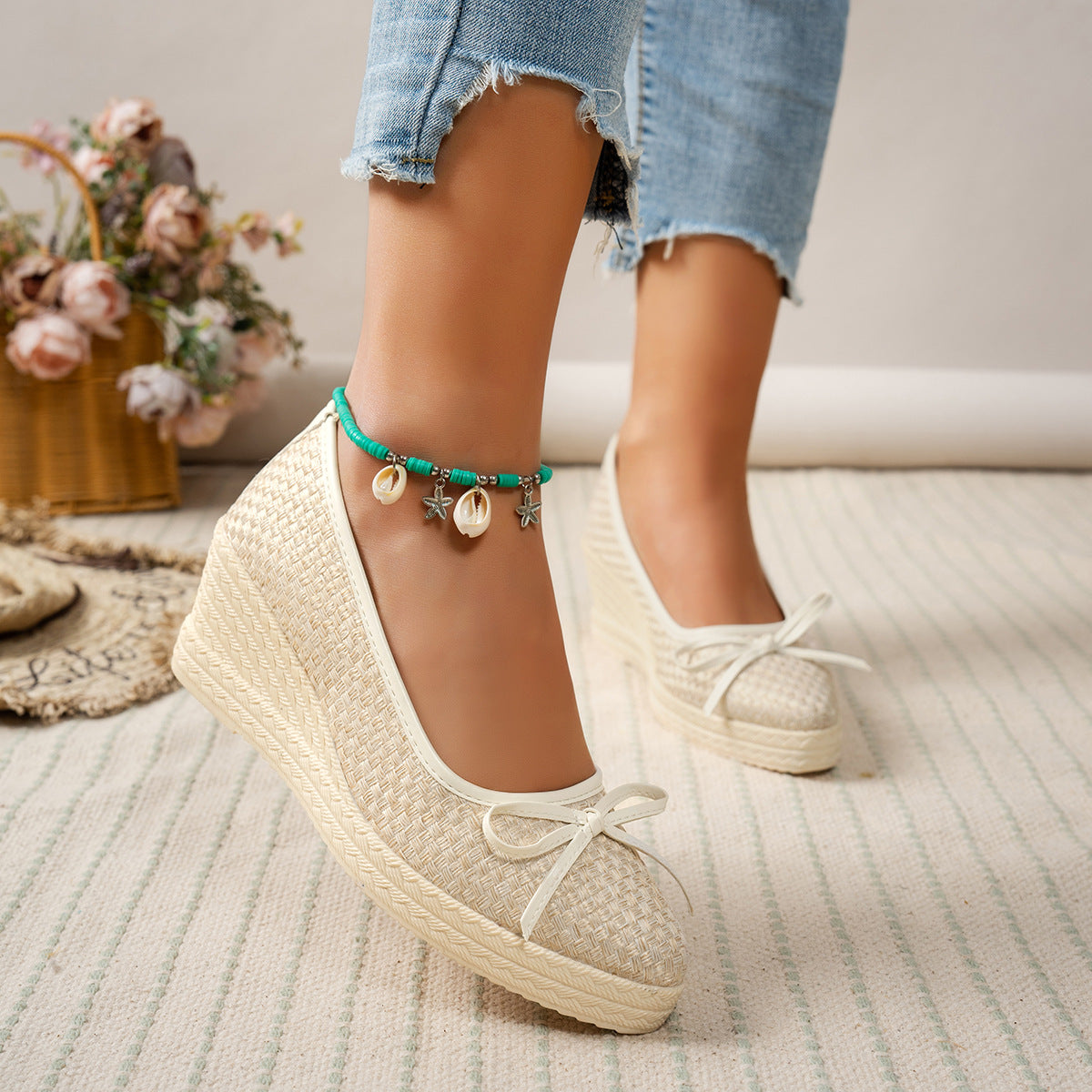 MALENA BOW WEDGE HEELS